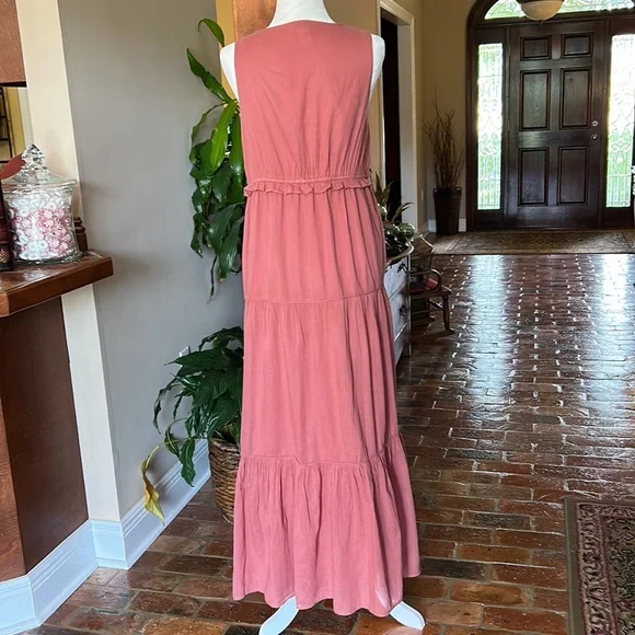 Rachel Zoe Boho V-neck Sleeveless Tiered Maxi Cotton Dress szS - Picture 9 of 13